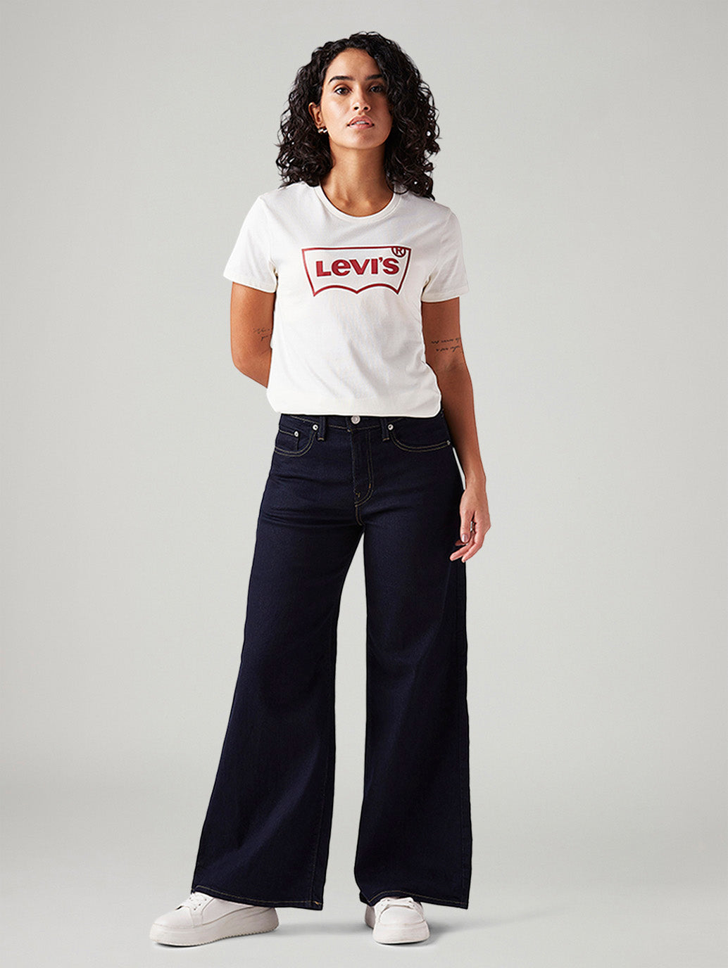 Women's 728 Dark Blue Wide Leg Fit High Rise Jeans