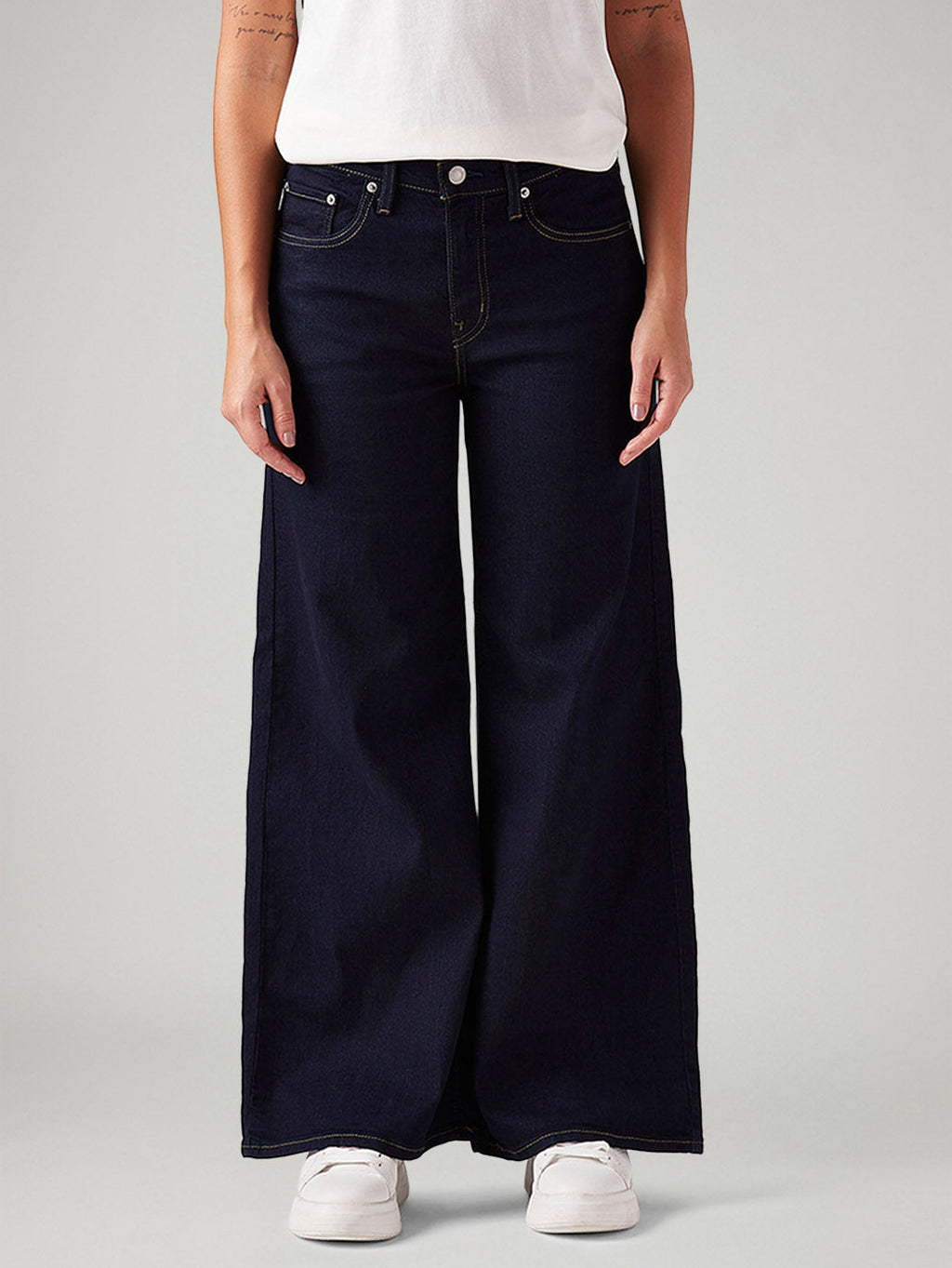 Women's 728 Dark Blue Wide Leg Fit High Rise Jeans
