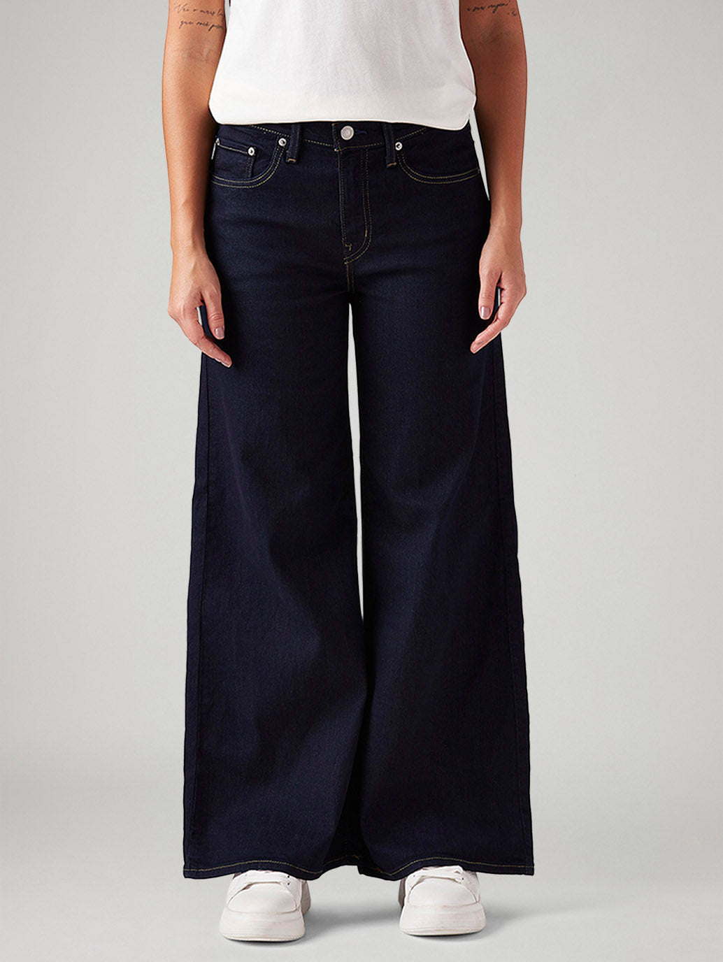 Women's 728 Dark Blue Wide Leg Fit High Rise Jeans