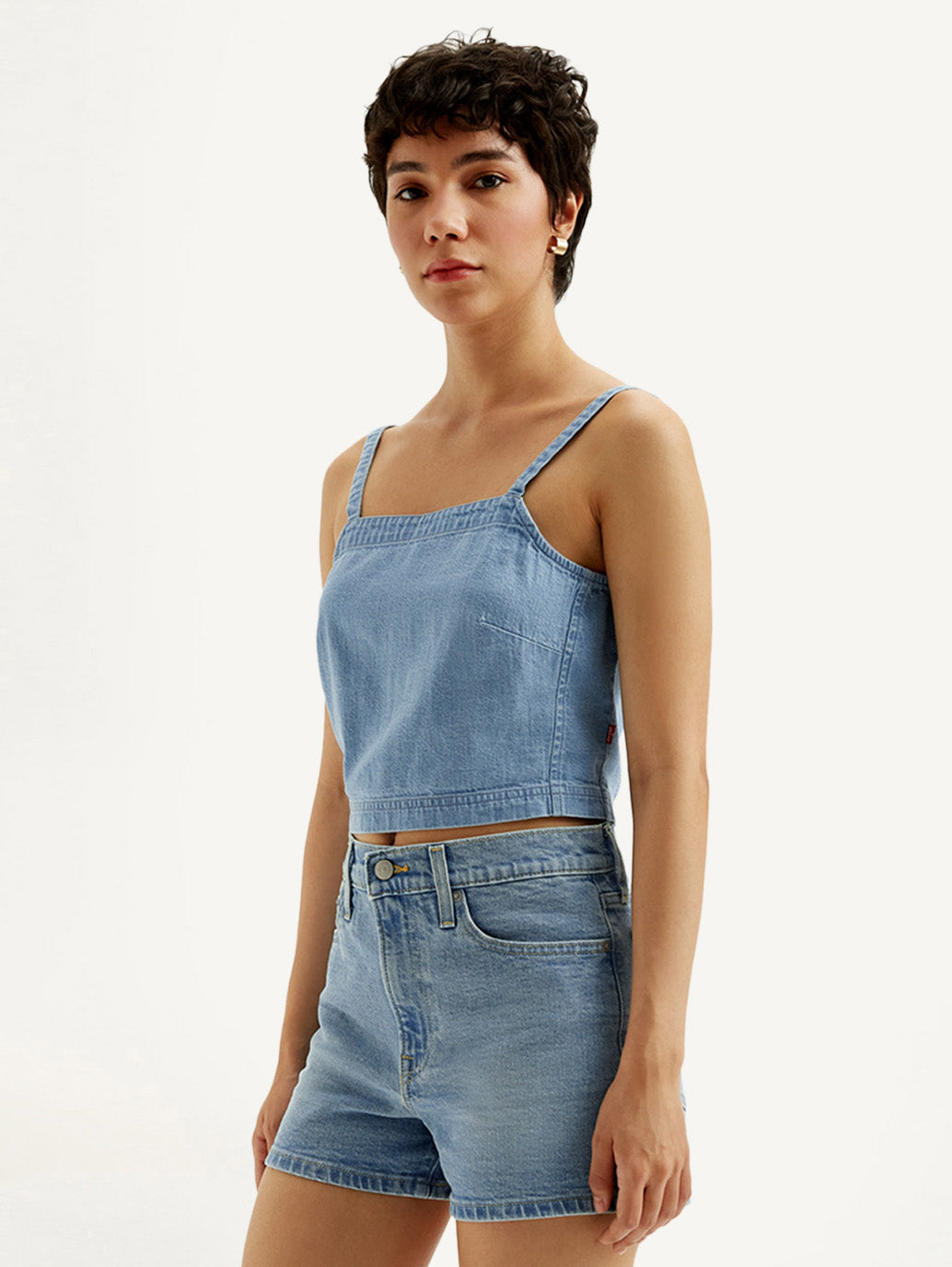 Women's Solid Light Blue Denim Cami Top
