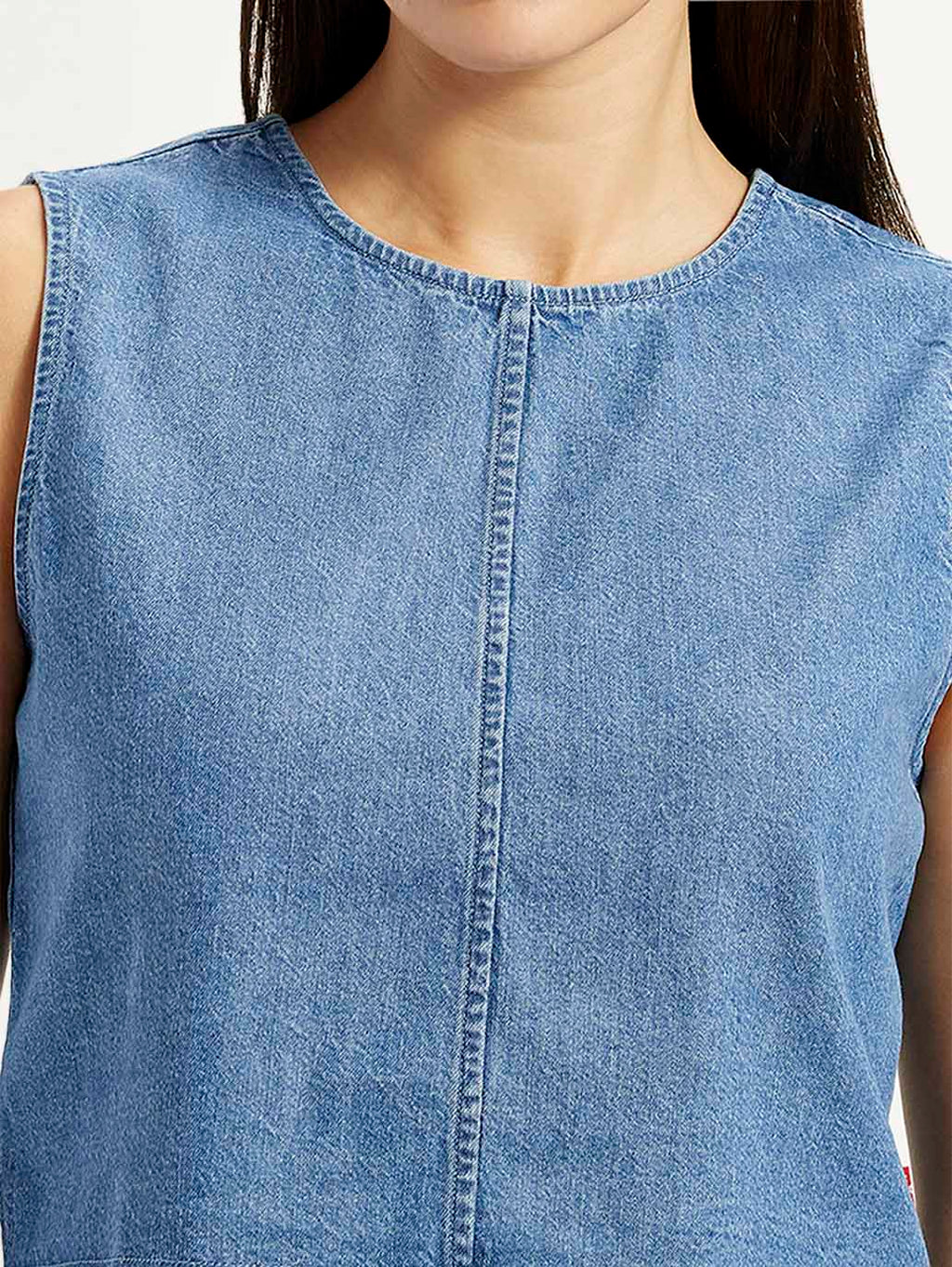 Women's Solid Blue Round Neck Top