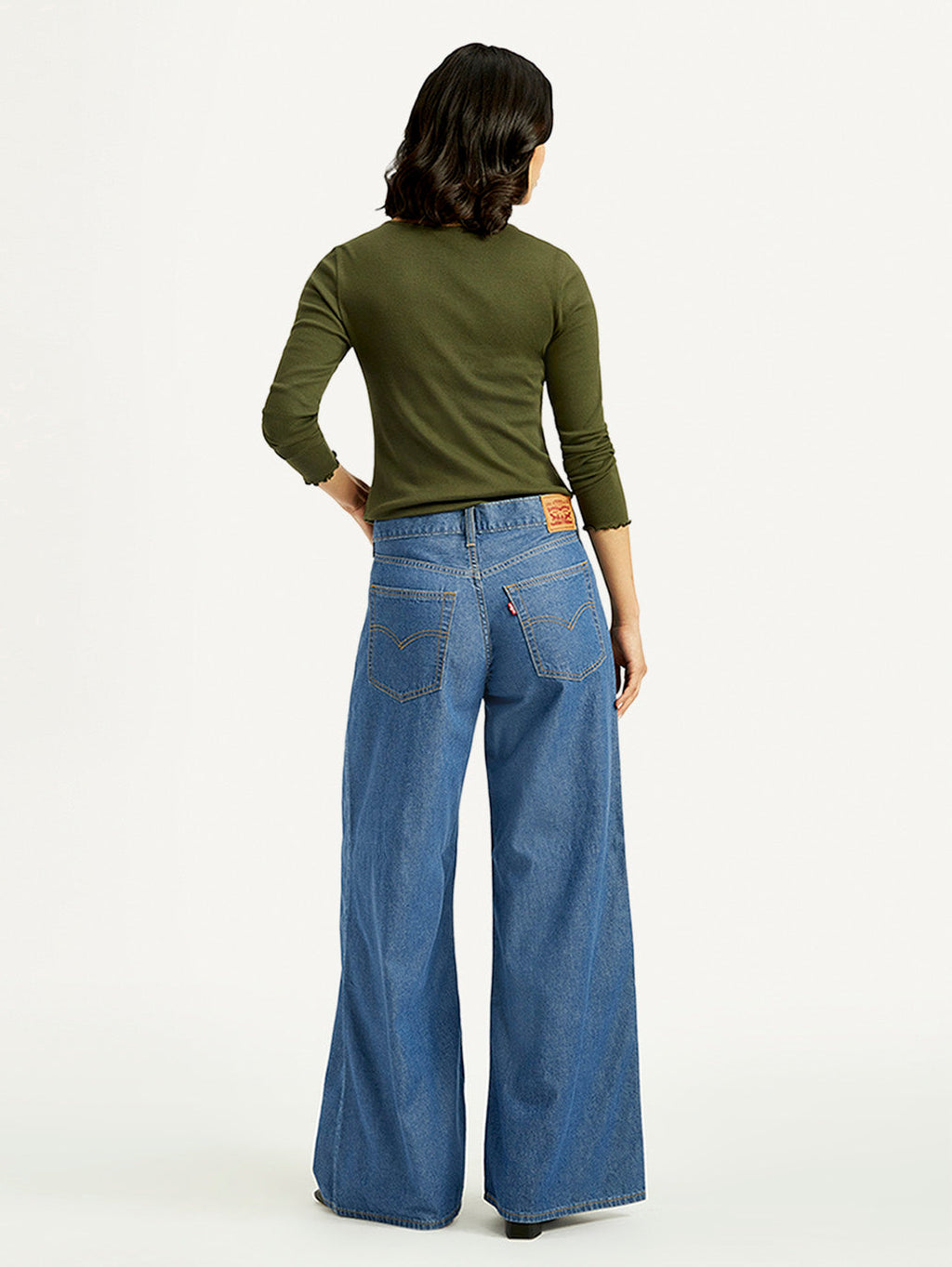 Women's Mid Indigo Baggy Fit High Rise Jeans