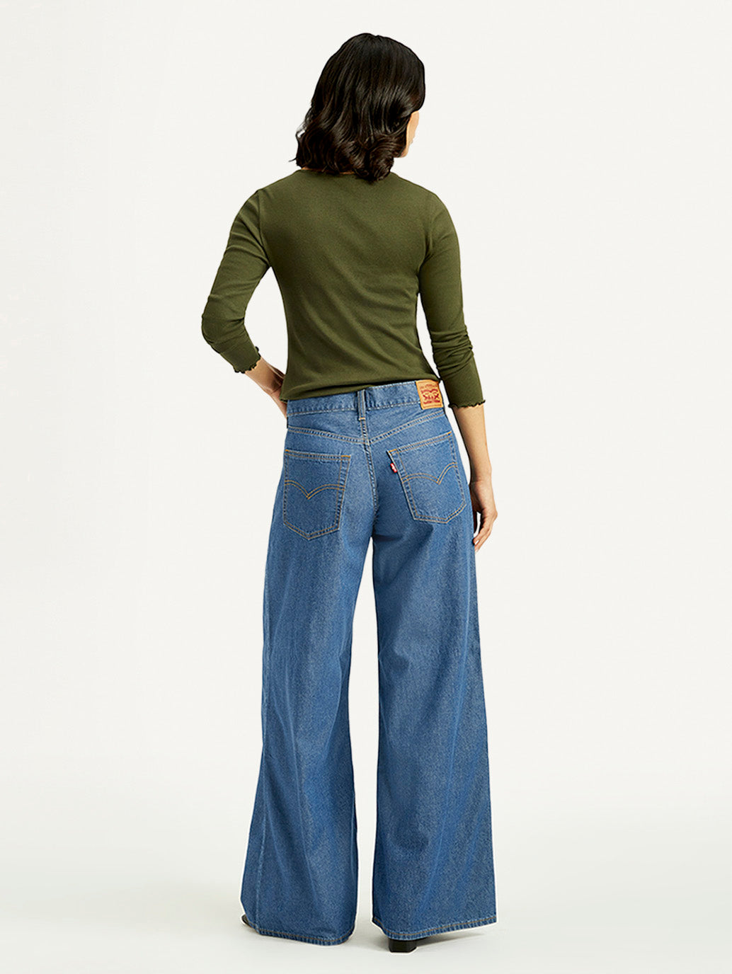 Women's Mid Indigo Baggy Fit High Rise Jeans