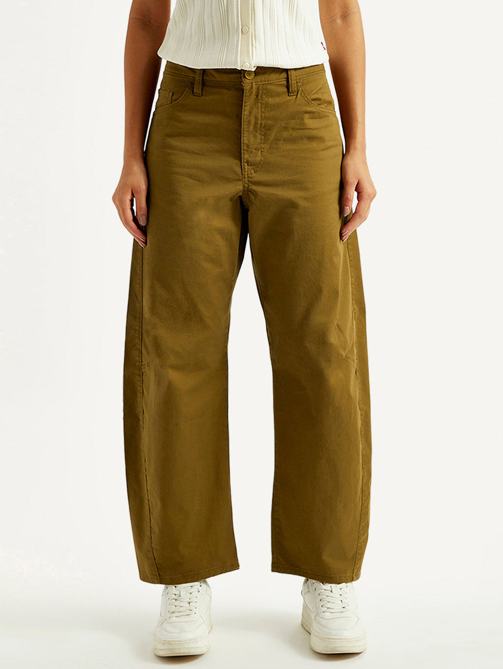 Women's Brown Loose Fit Mid Rise Trousers