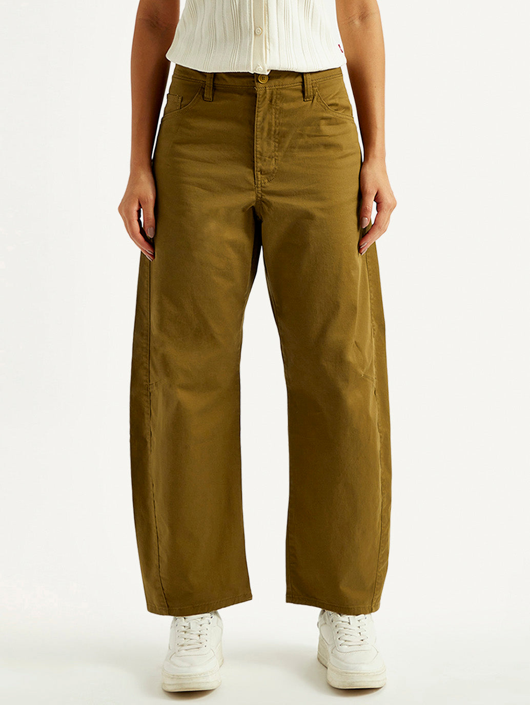 Women's Brown Loose Fit Mid Rise Trousers