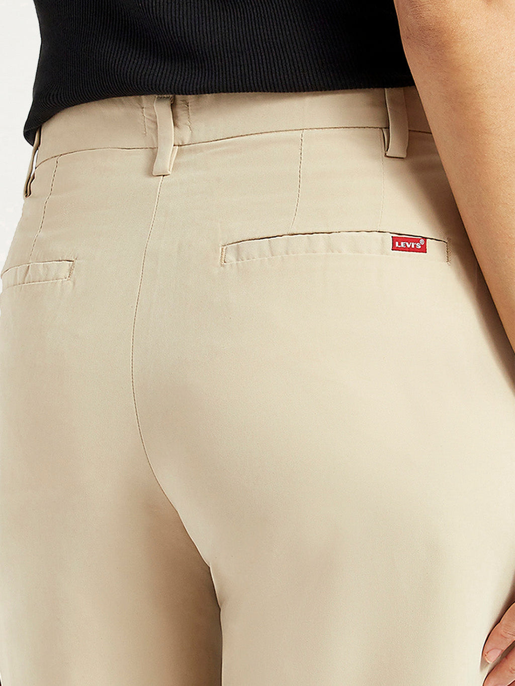 Women's Beige Wide Leg Fit High Rise Trousers