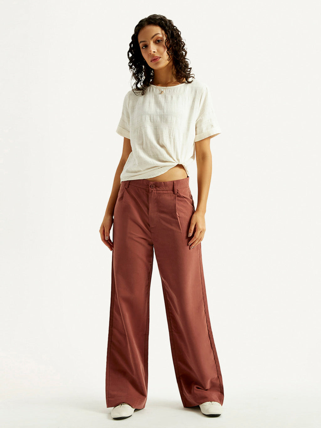 Women's Rust Flared Fit Mid Rise Trousers