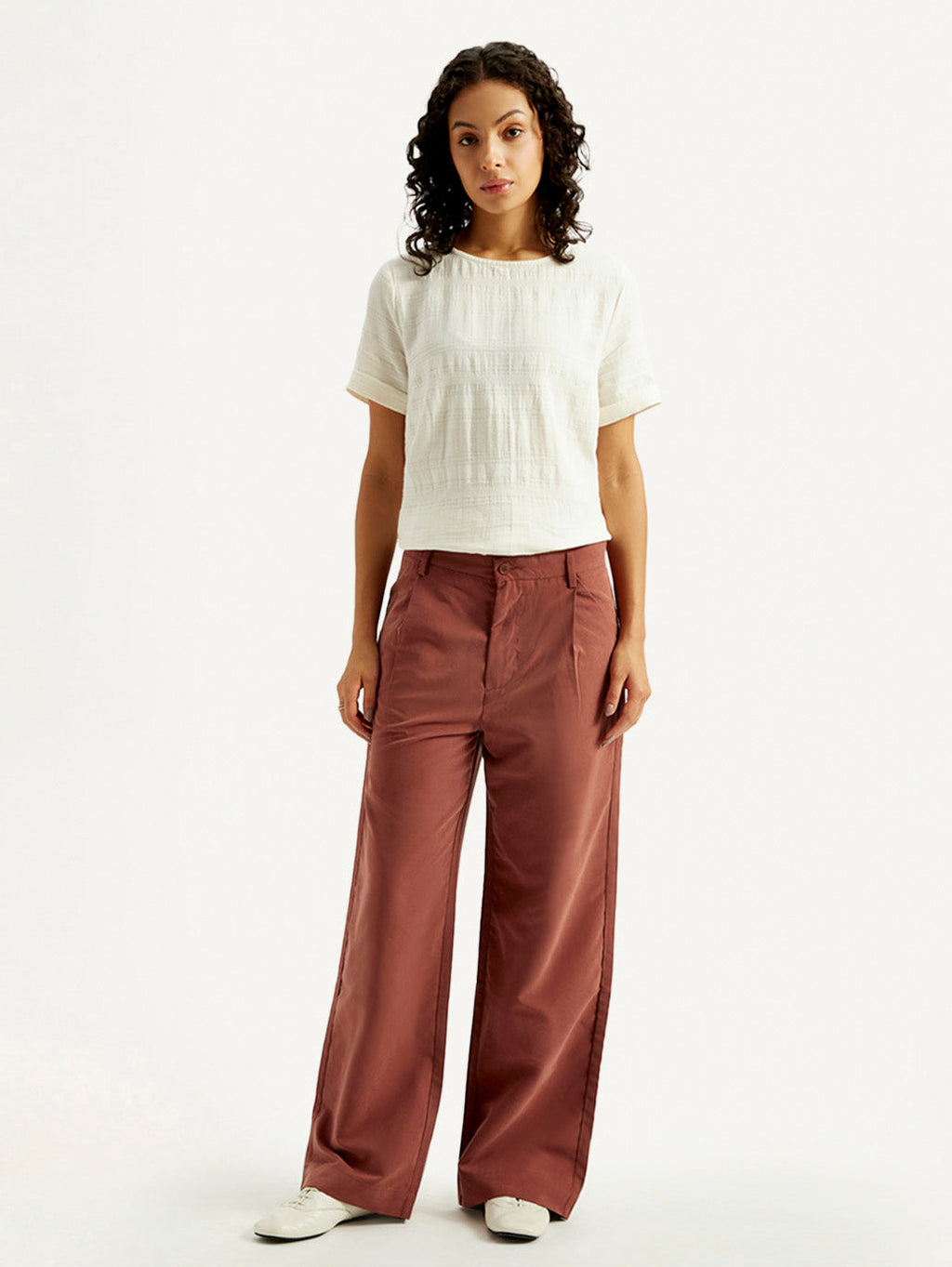 Women's Rust Flared Fit Mid Rise Trousers