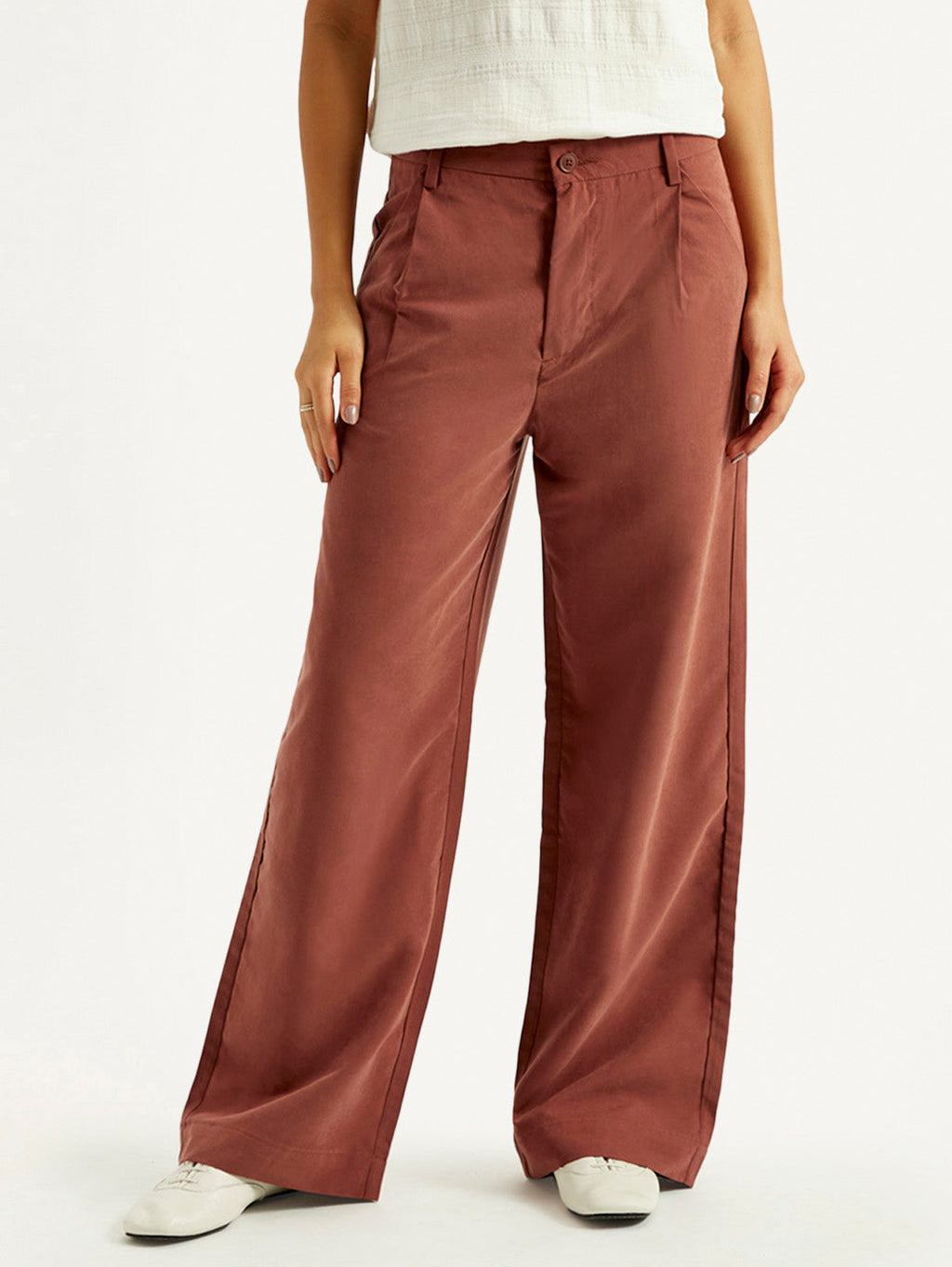 Women's Rust Flared Fit Mid Rise Trousers
