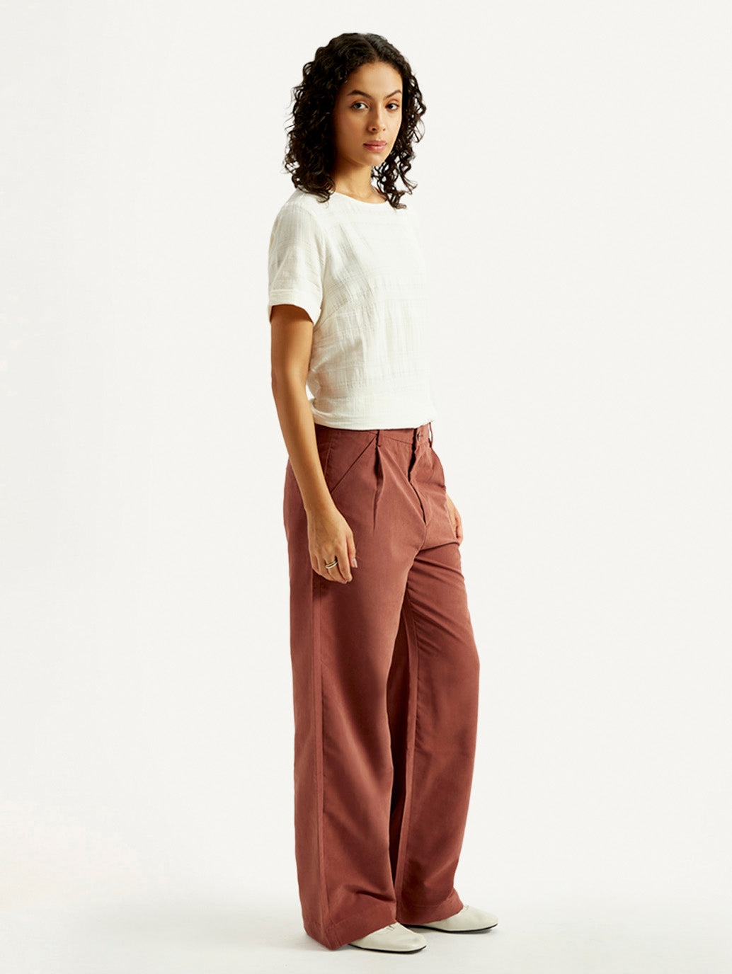 Women's Rust Flared Fit Mid Rise Trousers