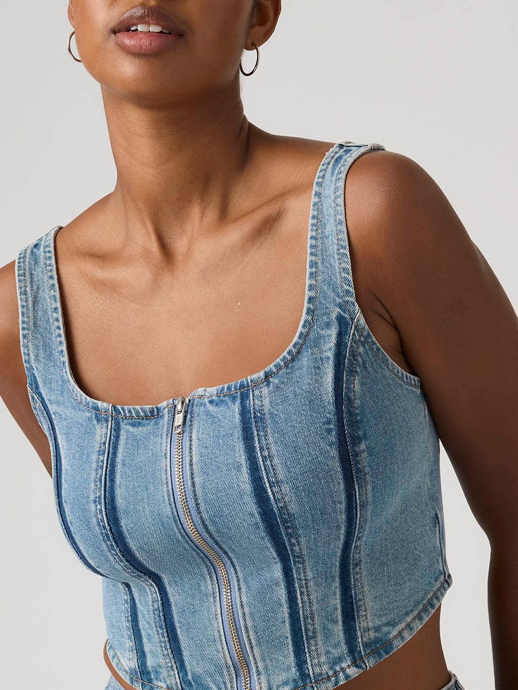 Women's Seamed Zip Bustier Top