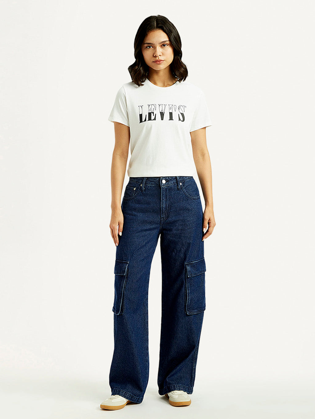 Women's 94 Dark Blue Baggy Fit Mid Rise Jeans