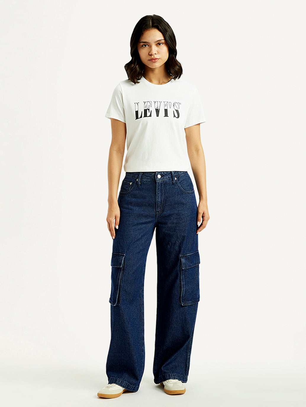 Women's 94 Dark Blue Baggy Fit Mid Rise Jeans