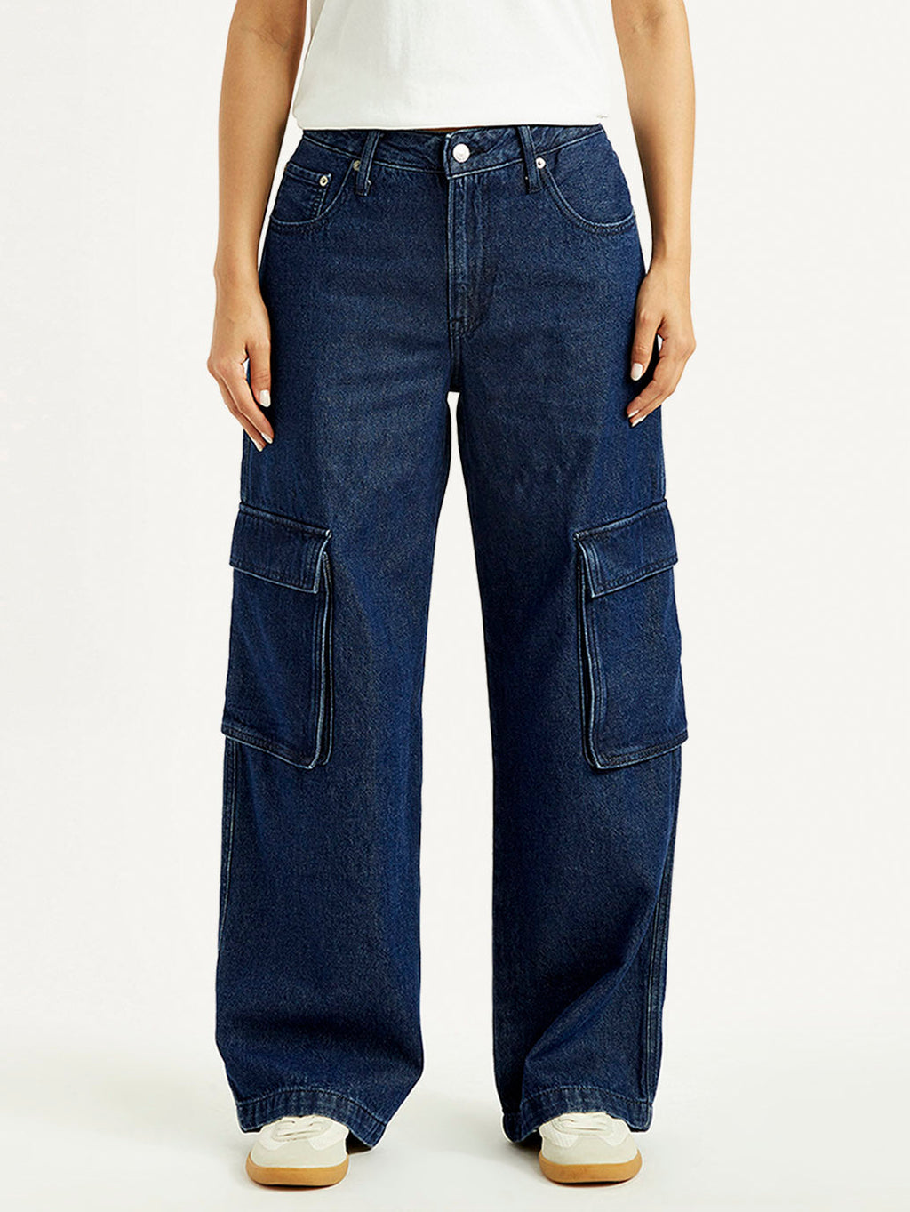 Women's 94 Dark Blue Baggy Fit Mid Rise Jeans