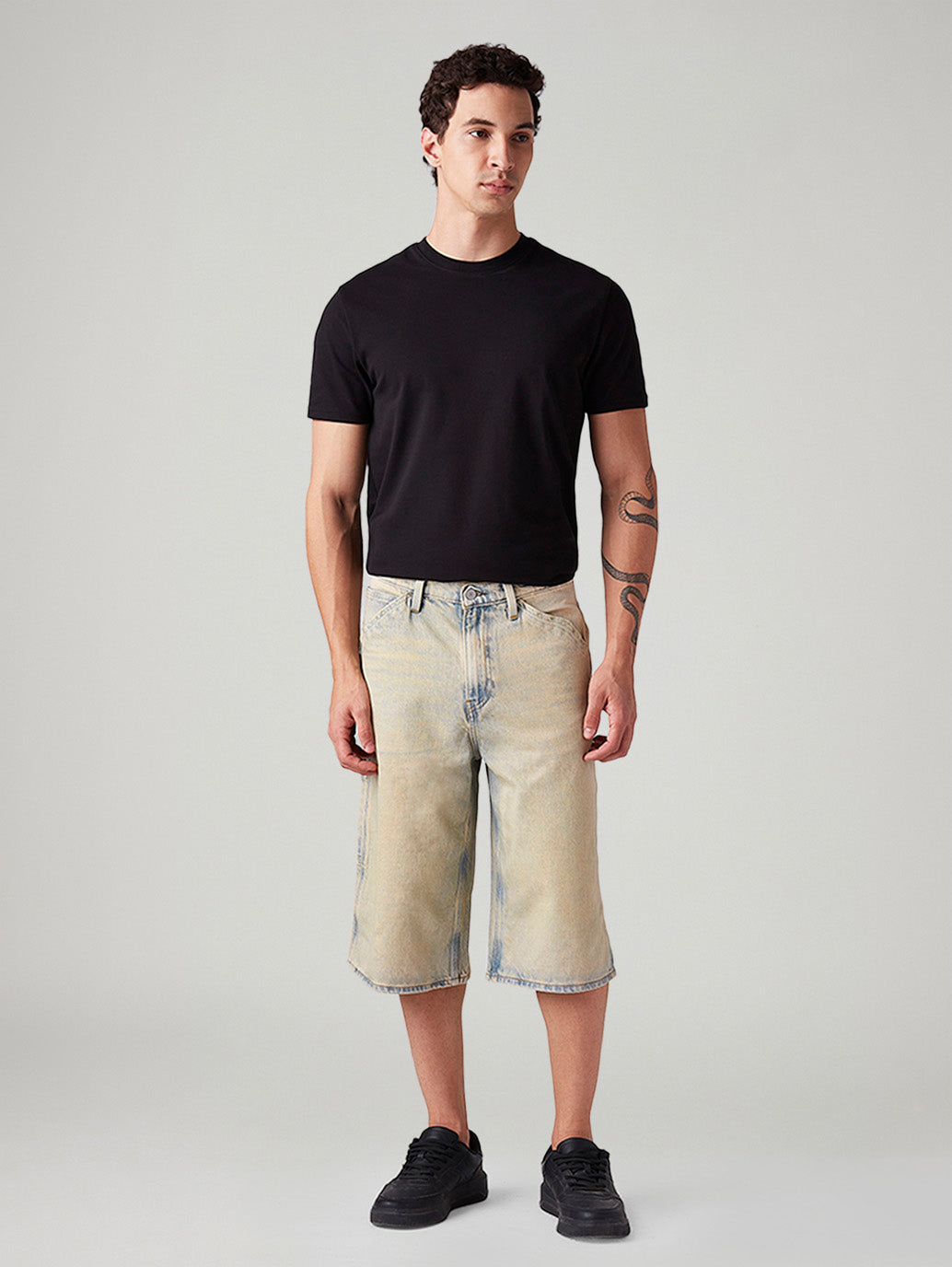Men's 568 Light Blue Loose Fit Mid Rise Shorts