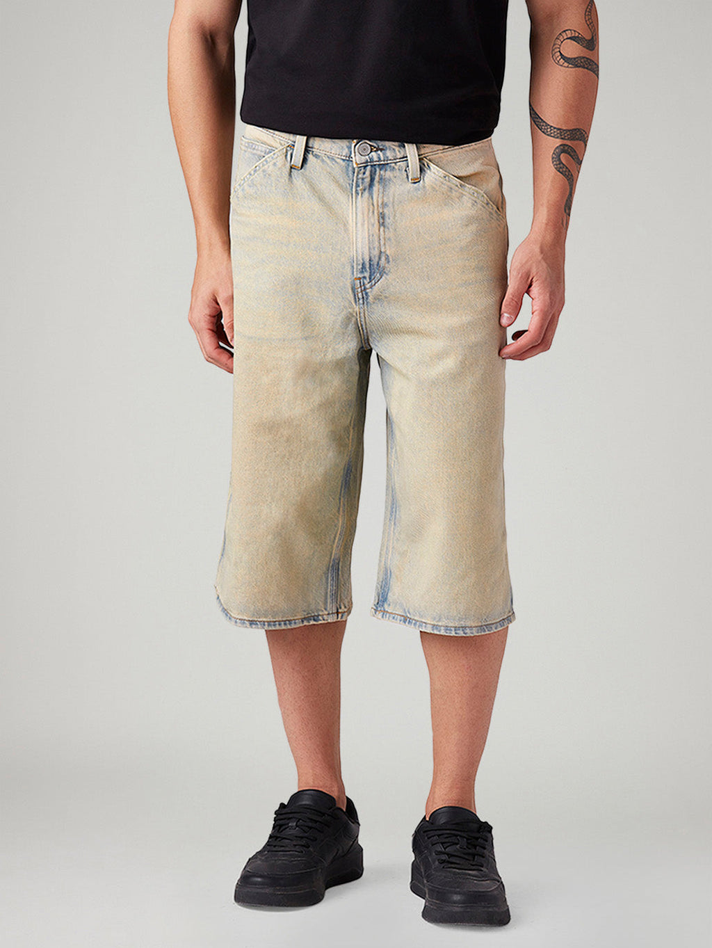 Men's 568 Light Blue Loose Fit Mid Rise Shorts