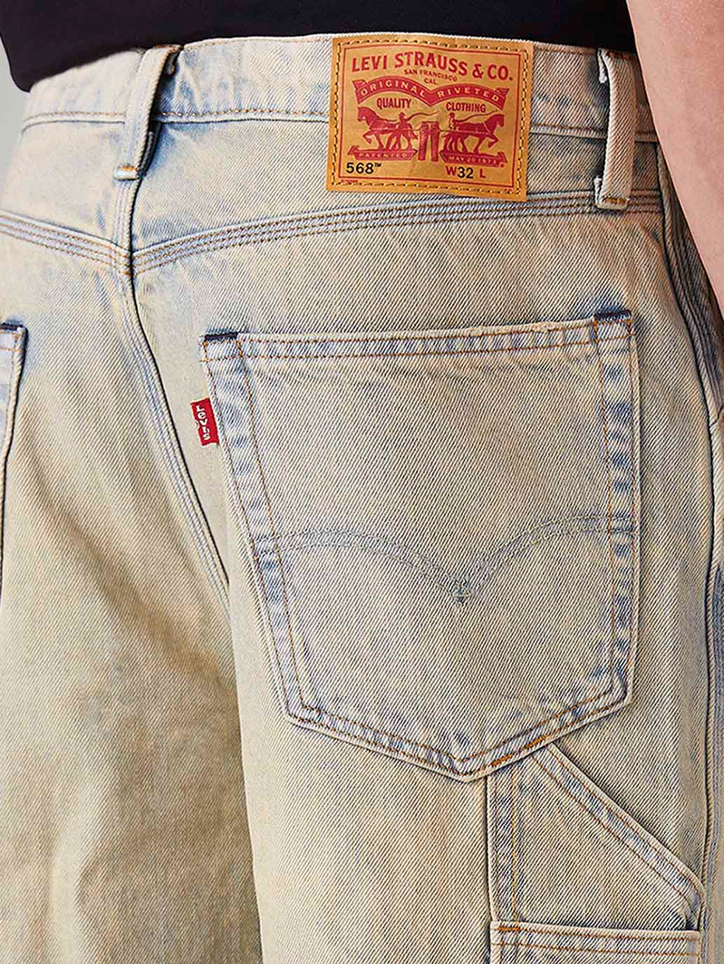 Men's 568 Light Blue Loose Fit Mid Rise Shorts