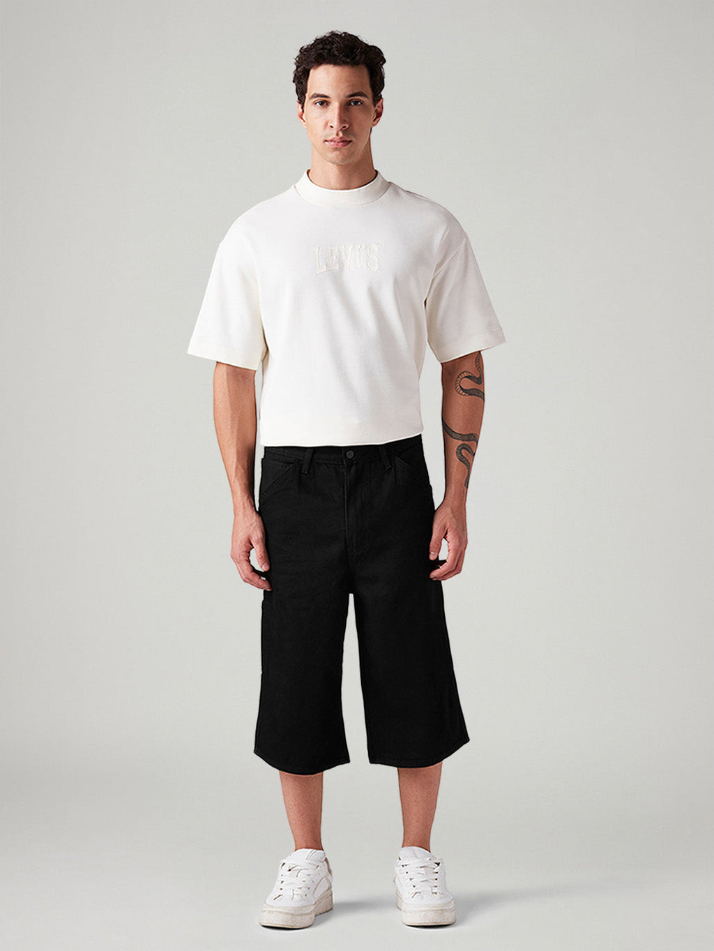 Men's 568 Black Loose Fit Mid Rise Shorts
