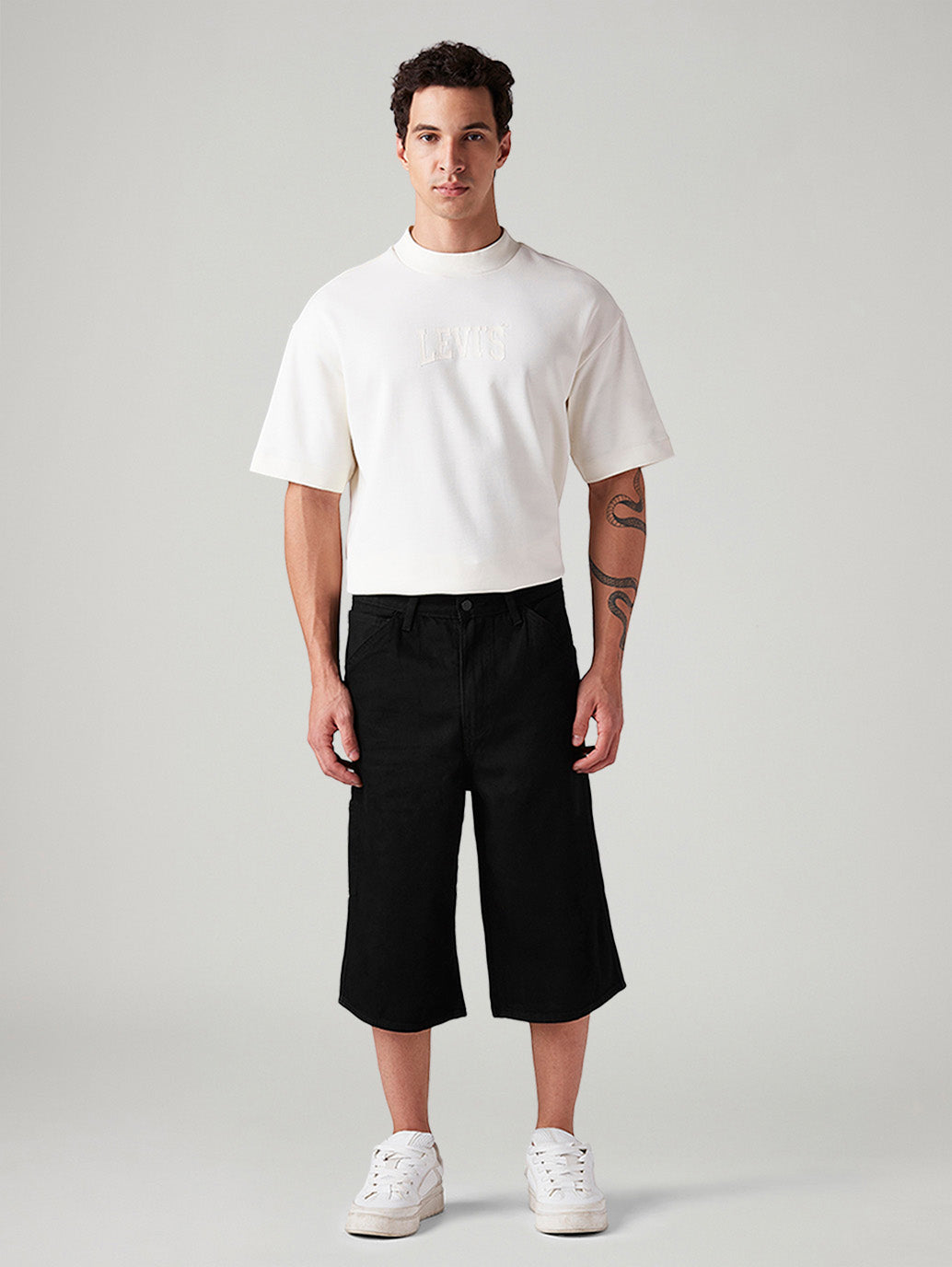 Men's 568 Black Loose Fit Mid Rise Shorts