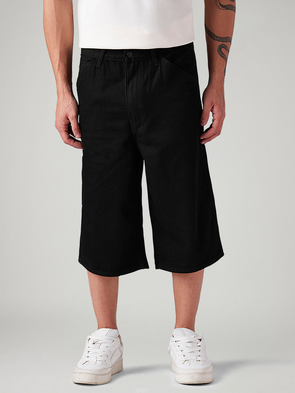 Men's 568 Black Loose Fit Mid Rise Shorts