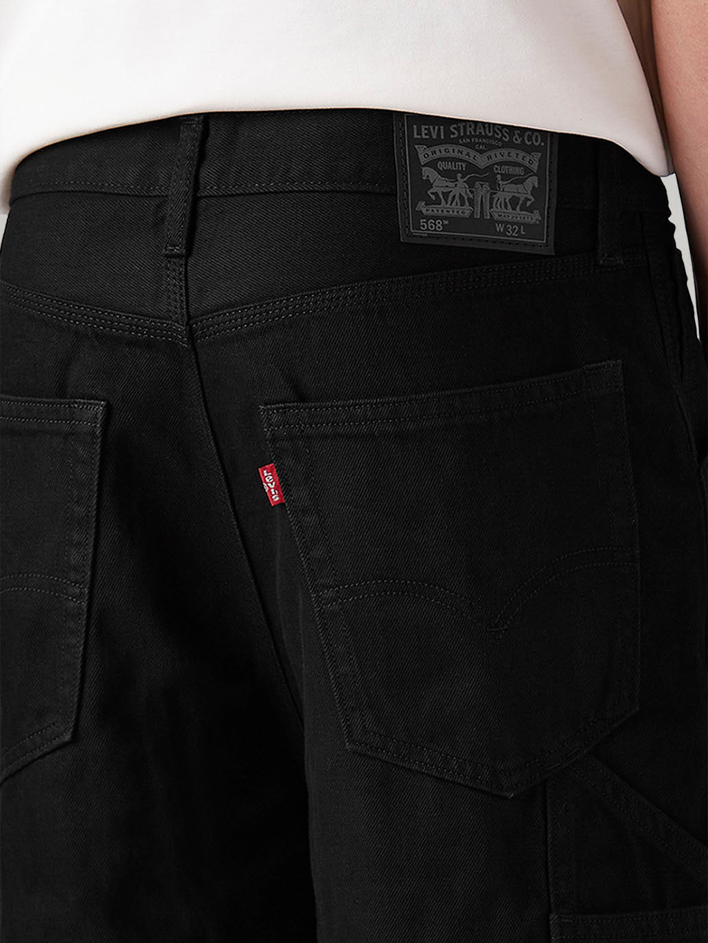 Men's 568 Black Loose Fit Mid Rise Shorts