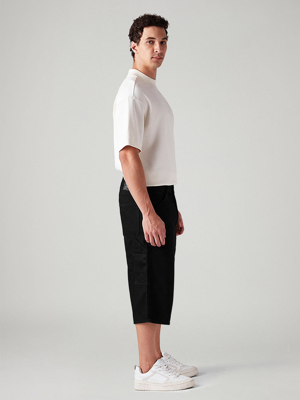 Men's 568 Black Loose Fit Mid Rise Shorts