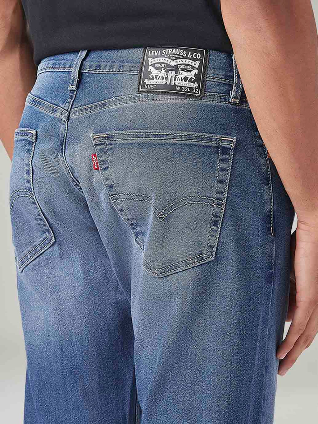 Men's 505 Med Indigo Straight Fit Mid Rise Jeans