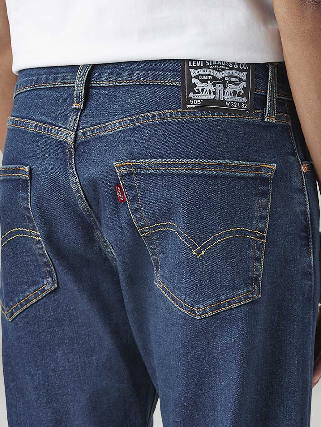 Men's 505 Blue Straight Fit Mid Rise Tinted Jeans