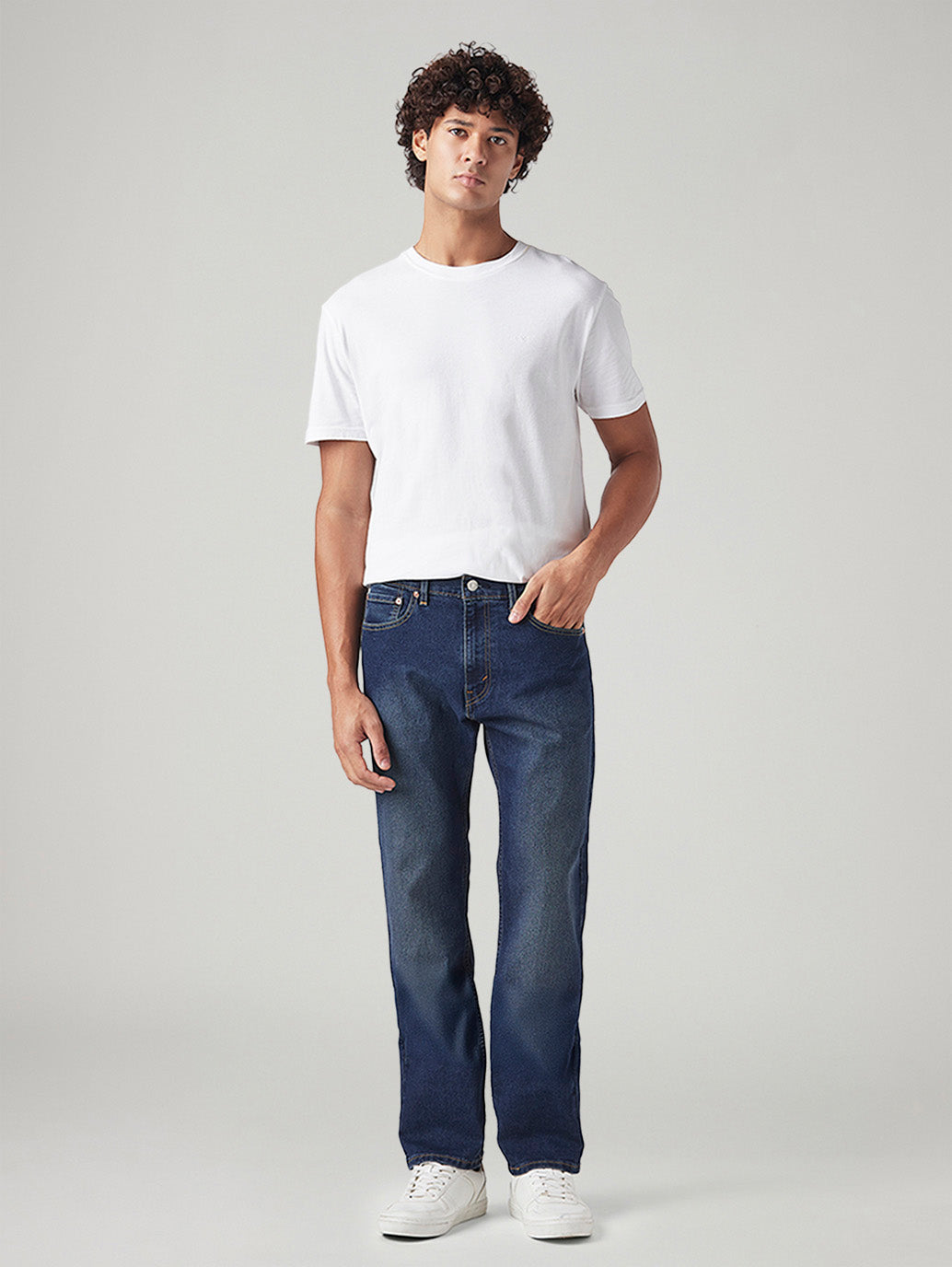 Men's 505 Dark Indigo Straight Fit Mid Rise Tinted Jeans