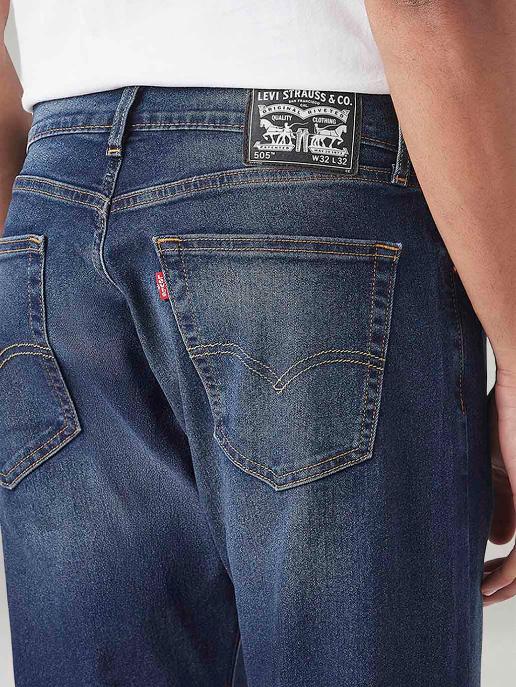 Men's 505 Dark Indigo Straight Fit Mid Rise Tinted Jeans