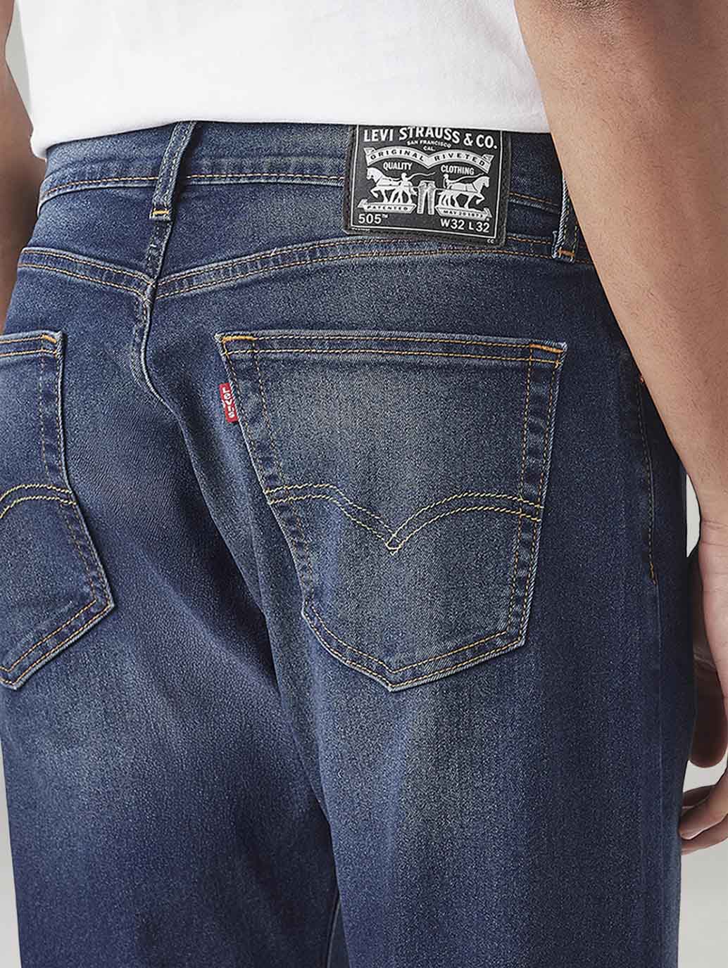 Men's 505 Dark Indigo Straight Fit Mid Rise Tinted Jeans