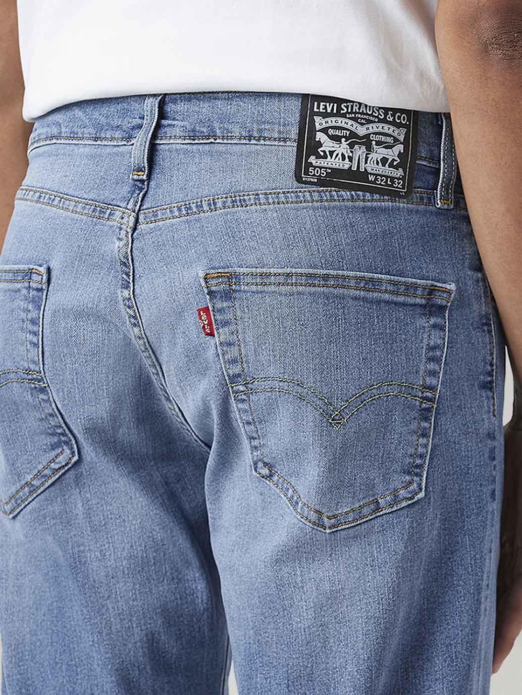 Men's 505 Med Indigo Straight Fit Mid Rise Jeans