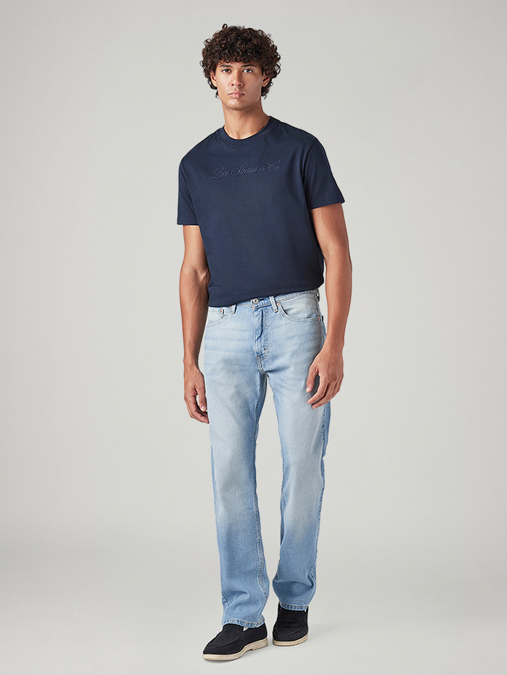 Men's 505 Light Blue Straight Fit Mid Rise Jeans