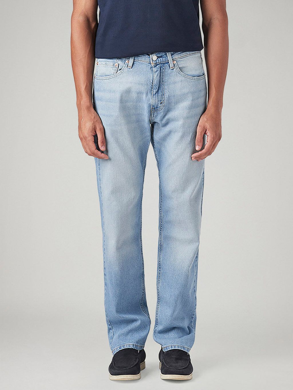 Men's 505 Light Blue Straight Fit Mid Rise Jeans