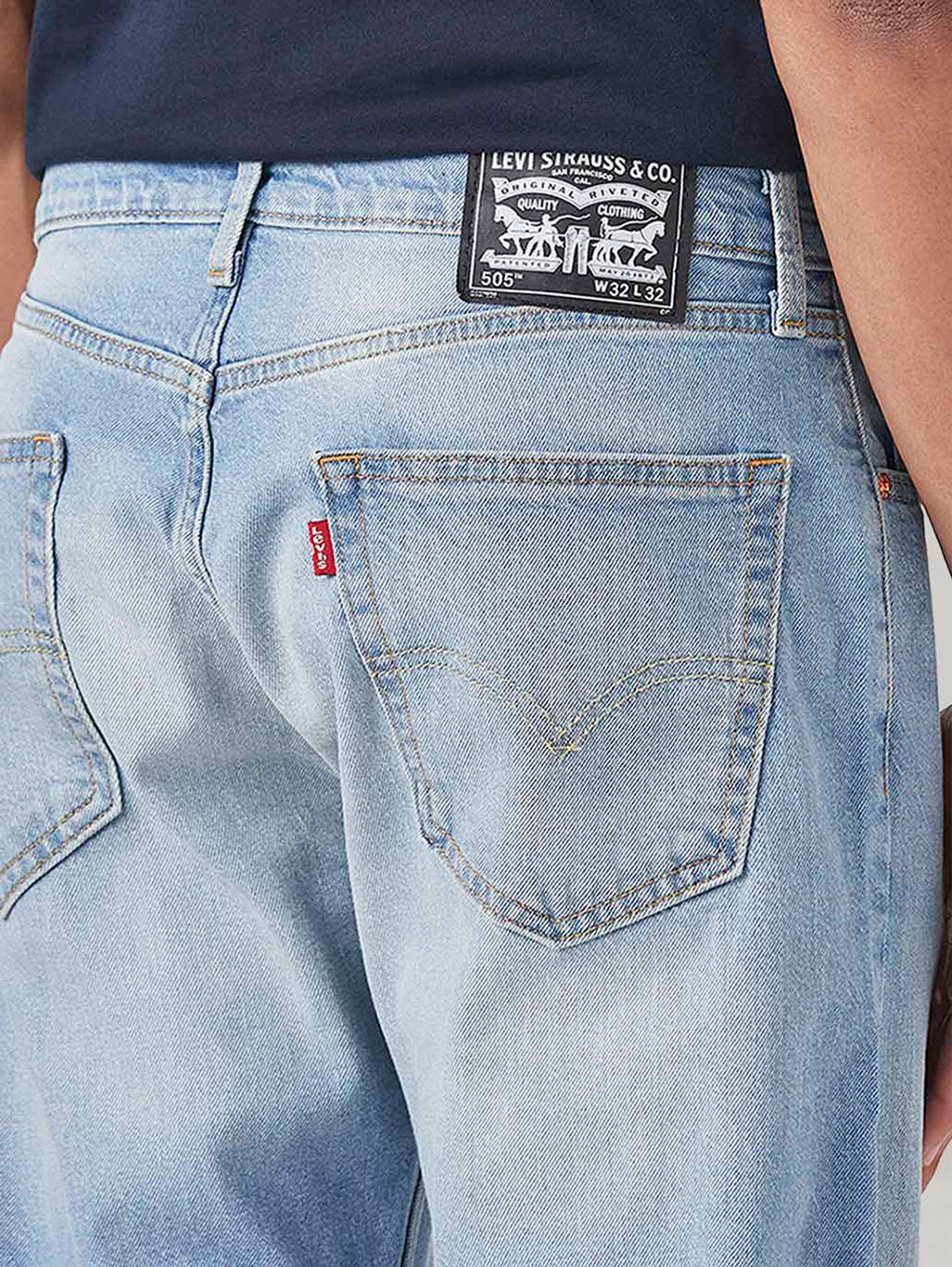 Men's 505 Light Blue Straight Fit Mid Rise Jeans