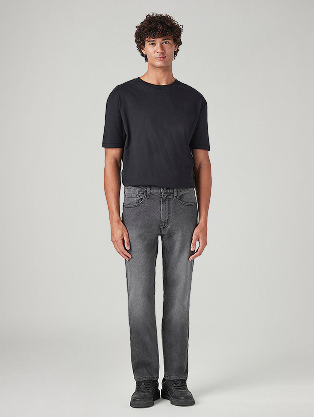 Men's 505 Grey Straight Fit Mid Rise Jeans