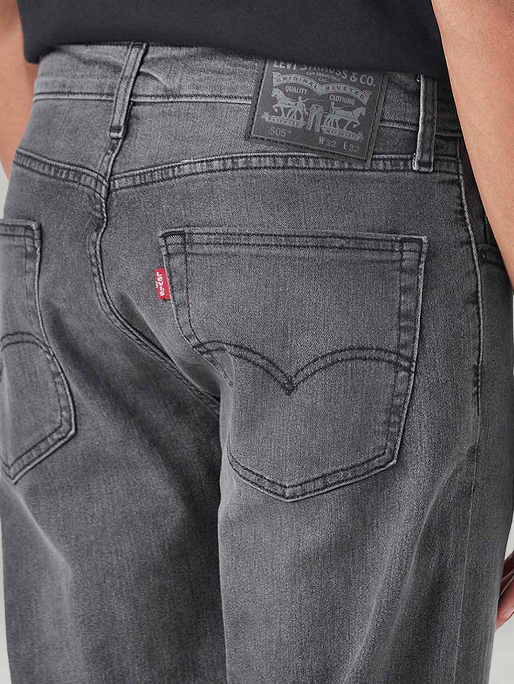 Men's 505 Grey Straight Fit Mid Rise Jeans
