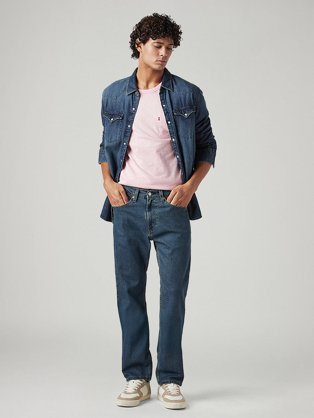 Men's 505 Med Indigo Straight Fit Mid Rise Tinted Jeans