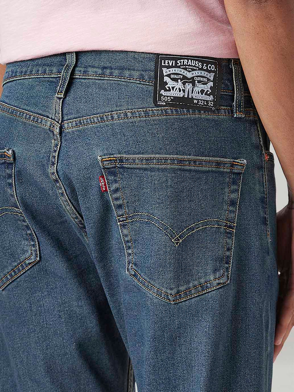 Men's 505 Med Indigo Straight Fit Mid Rise Tinted Jeans