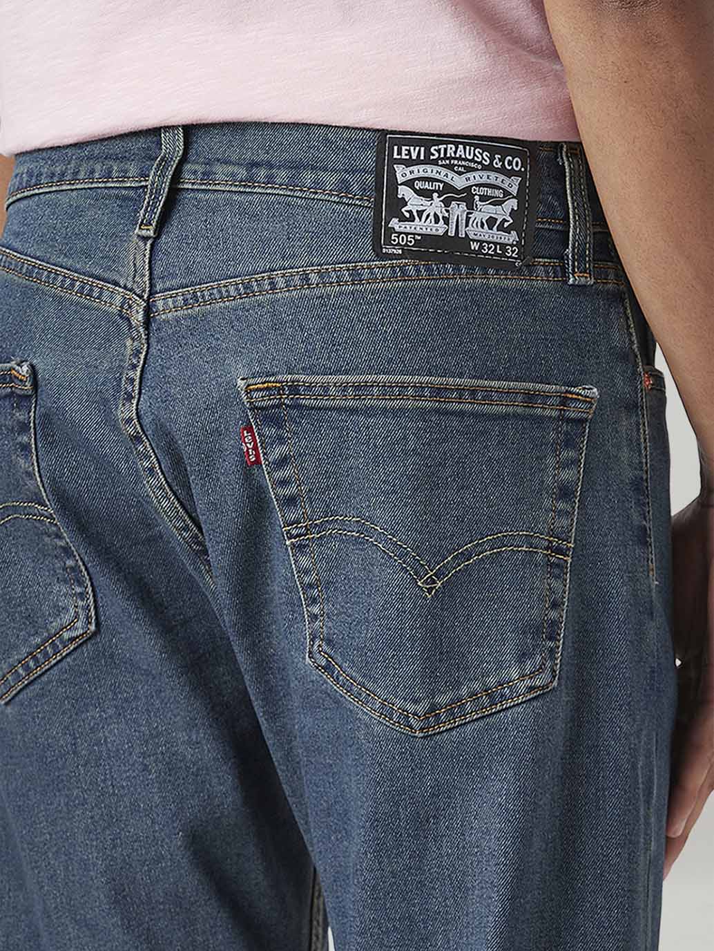 Men's 505 Med Indigo Straight Fit Mid Rise Tinted Jeans