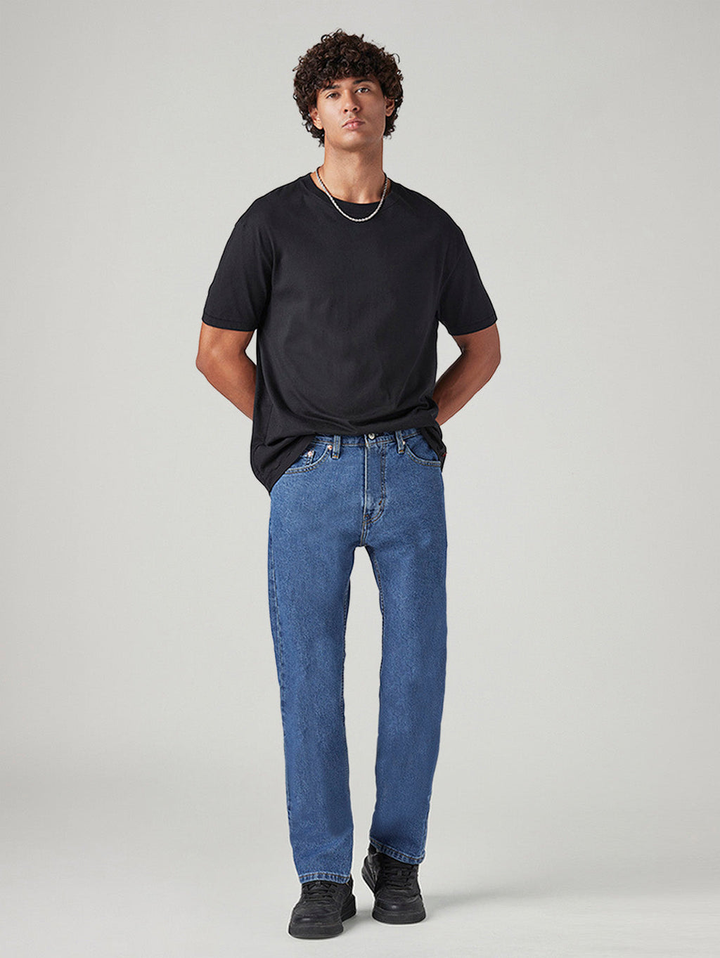 Men's 505 Blue Straight Fit Mid Rise Jeans