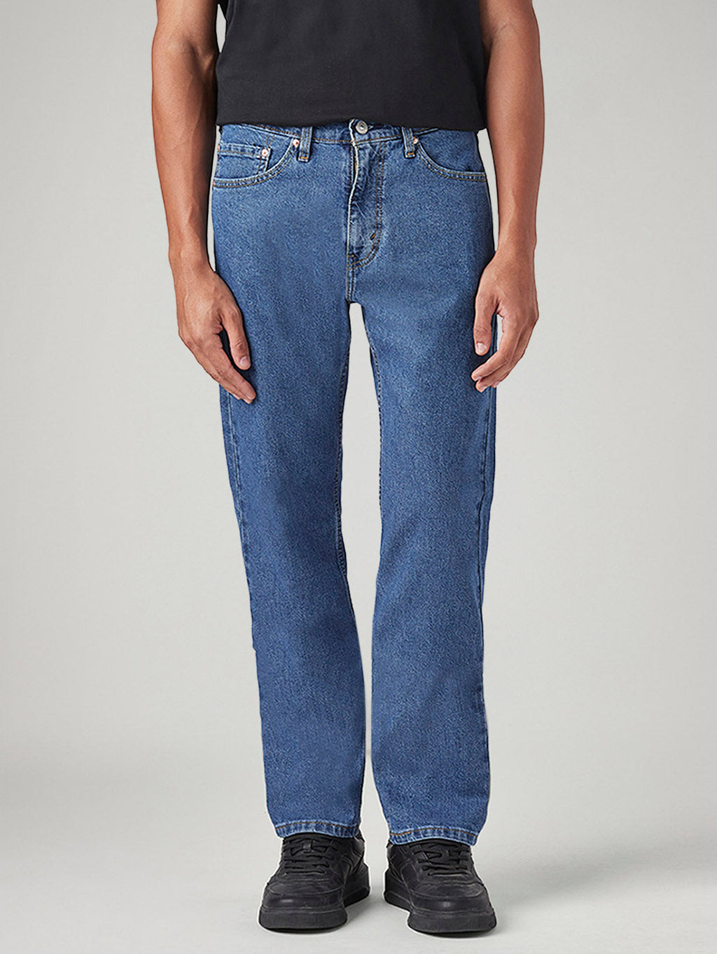 Men's 505 Blue Straight Fit Mid Rise Jeans