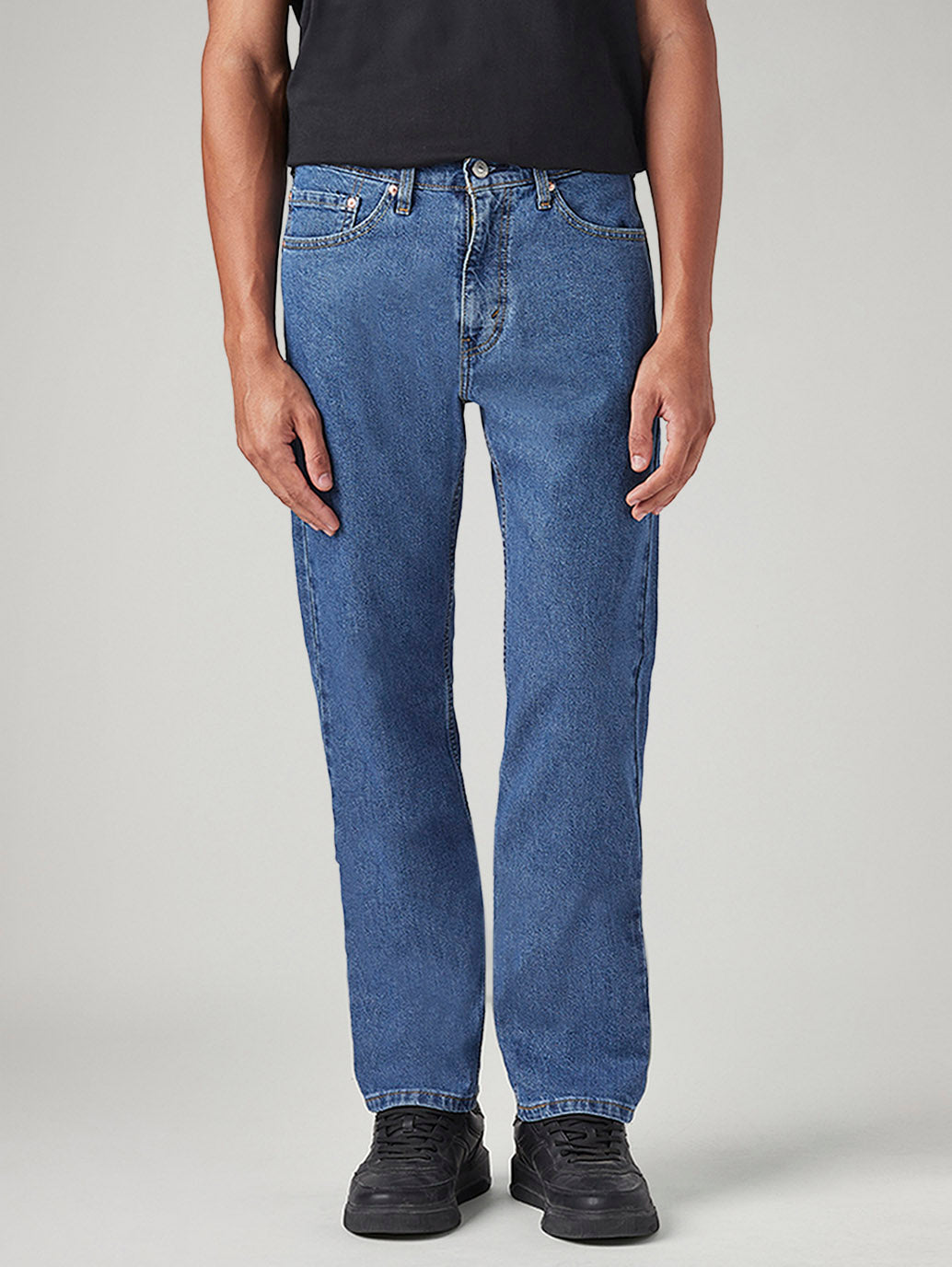 Men's 505 Blue Straight Fit Mid Rise Jeans