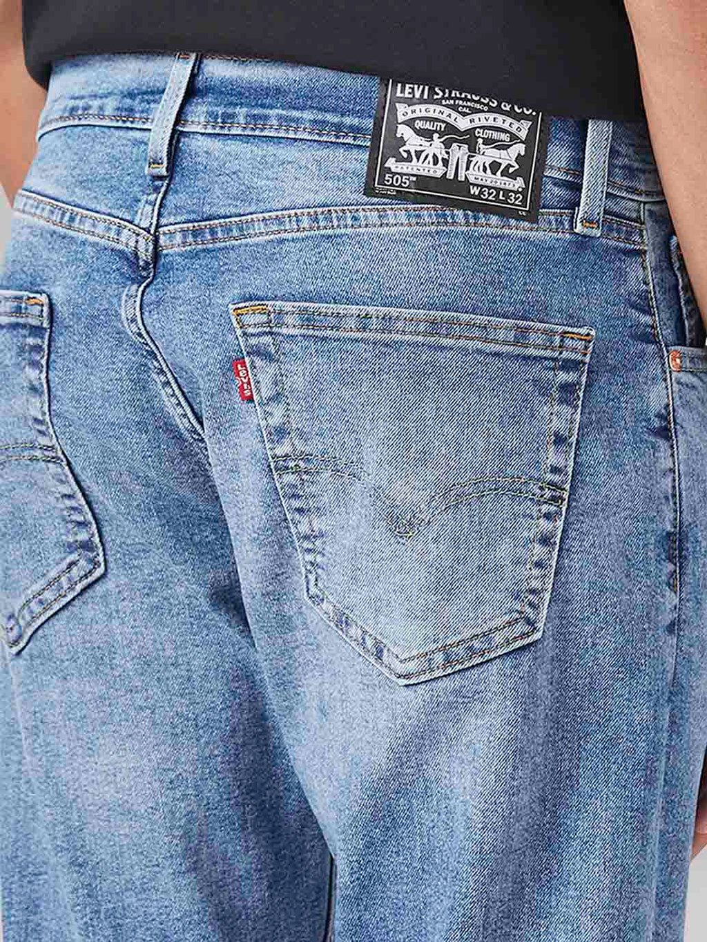Men's 505 Light Blue Straight Fit Mid Rise Jeans