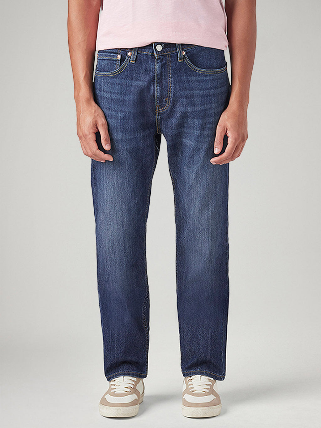 Men's 505 Blue Straight Fit Mid Rise Jeans