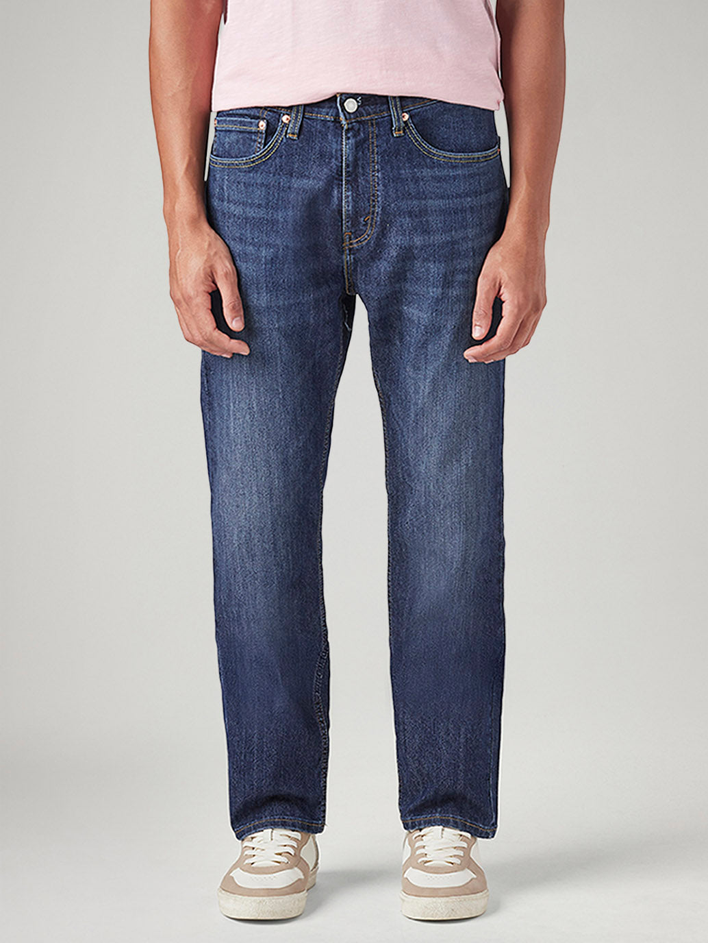 Men's 505 Blue Straight Fit Mid Rise Jeans