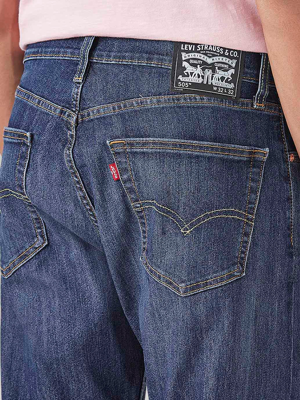 Men's 505 Blue Straight Fit Mid Rise Jeans