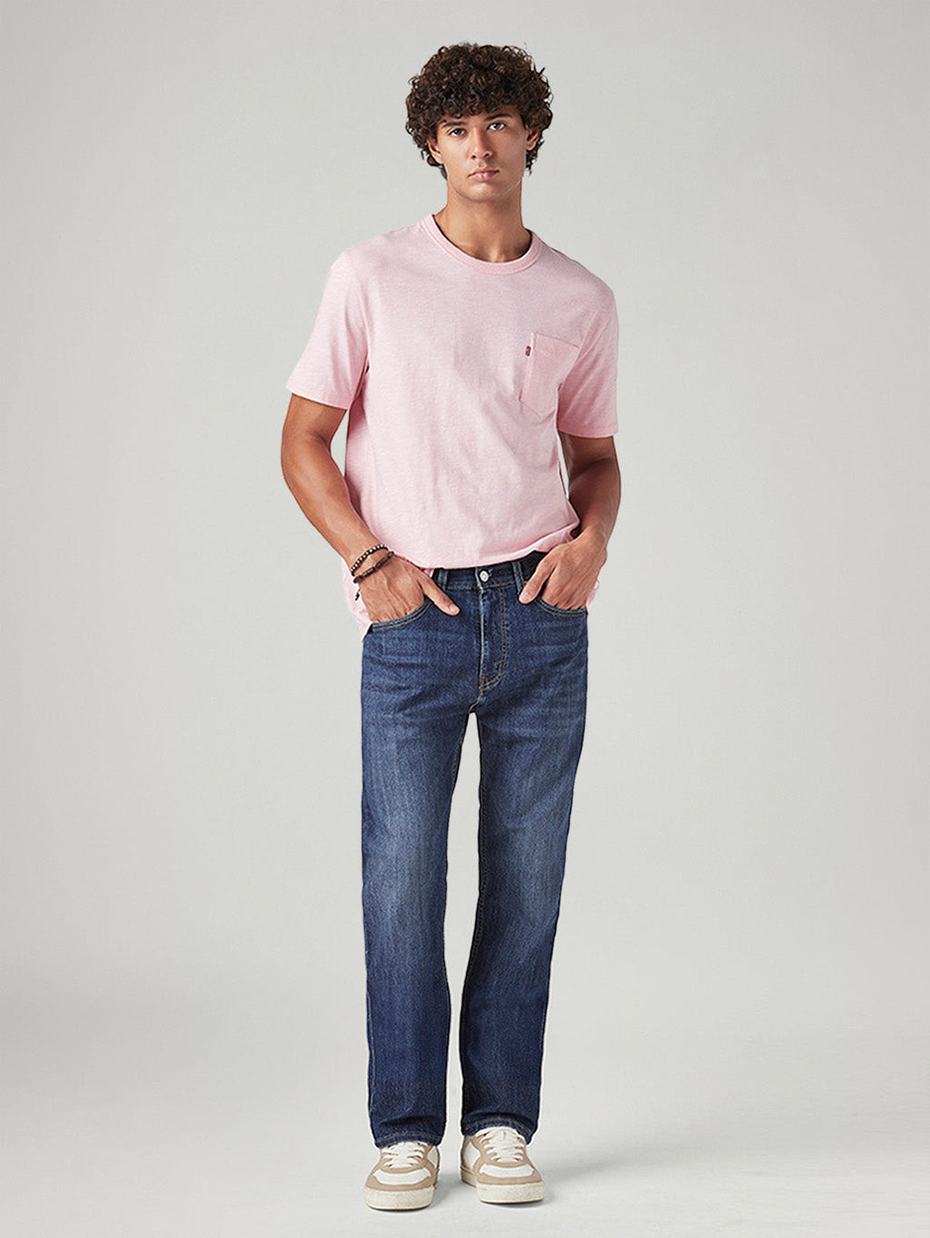 Men's 505 Blue Straight Fit Mid Rise Jeans