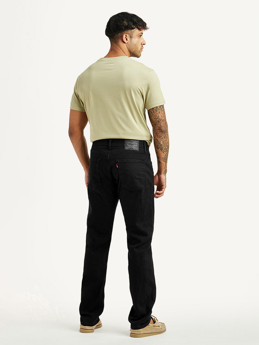 Men's 505 Black Straight Fit Mid Rise Jeans