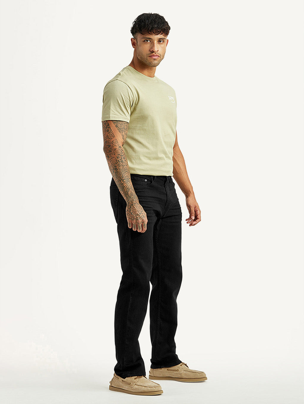 Men's 505 Black Straight Fit Mid Rise Jeans